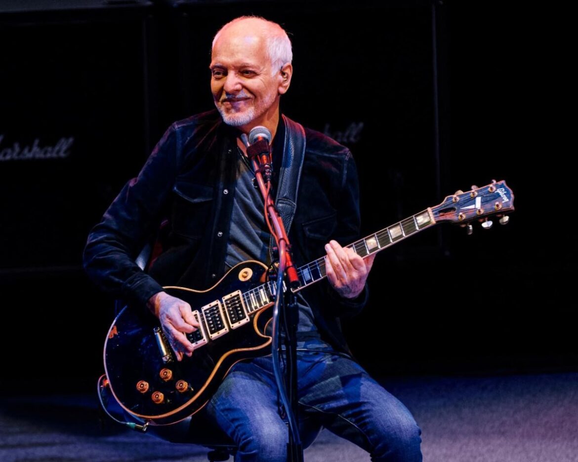 The exclusive, physical Les Paul Spirit Award for Peter Frampton is made from actual hand-carved acoustic boards built by Les Paul that he used in his home studio.